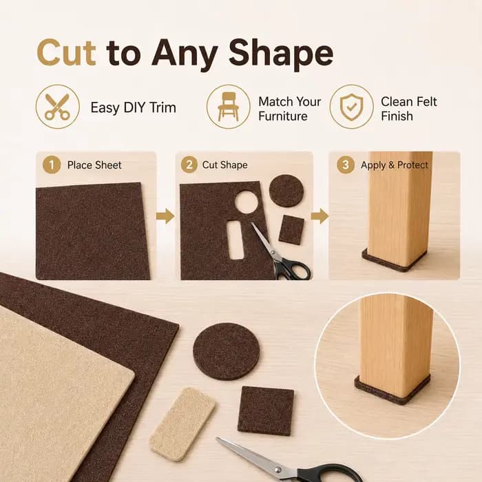Feutre protecteur personnalisable pour pieds de meubles, feuilles de feutre à découper soi-même pour protéger les sols des chaises et des tables, marron beige