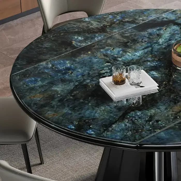 Table à manger ronde multifonctionnelle de luxe italienne extensible avec organisateur