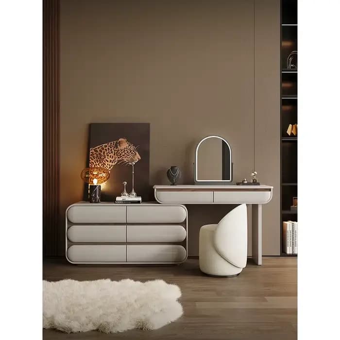 Commode minimaliste italienne poitrine intégrée chambre lumière luxe moderne 2025 nouvelle armoire de chevet peinte table de maquillage 1.2