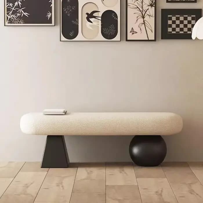  Banc d'entrée nordique en bois massif - Tabouret de salon multifonctionnel