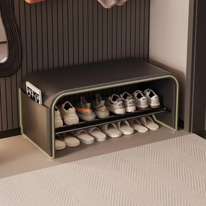  Banc d'entrée moderne avec rangement pour chaussures, siège de couloir rembourré, pouf de chambre