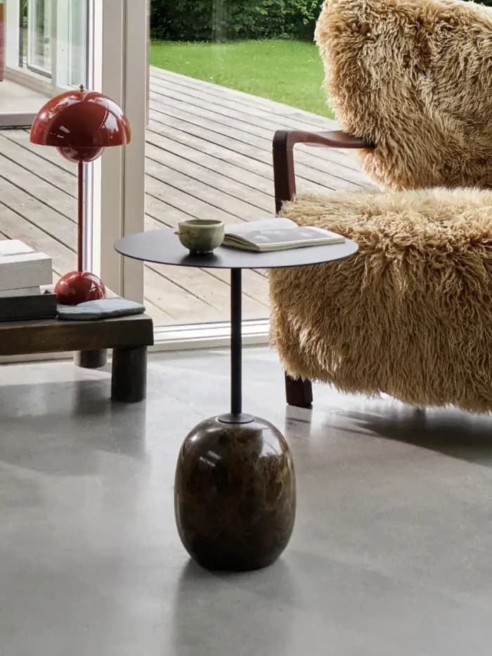 Table basse de luxe, meubles en métal et marbre