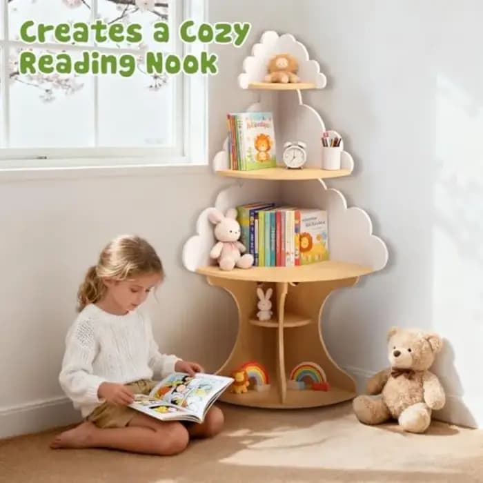 Bibliothèque pour nuage, bibliothèque d'angle Montessori peu encombrante pour tout-petits, pour cham