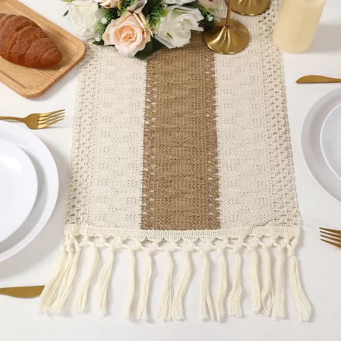 Chemin de Table Boho pour décoration de maison d'été avec glands
