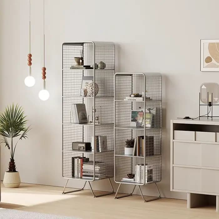 Bibliothèque de style nordique, étagère de rangement en métal à plusieurs niveaux, gain de place, or