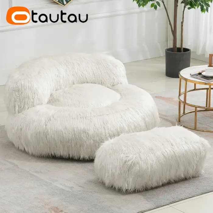 Pouf pouf en fausse fourrure pour adultes et enfants