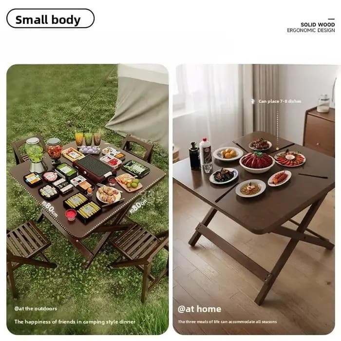 Table à manger pliable en bois massif pour petit appartement