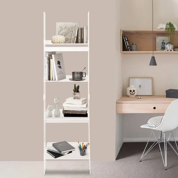 Home Bibliothèque échelle à 4 niveaux – Bibliothèque autoportante en acrylique, cadre 52 cm*183 cm