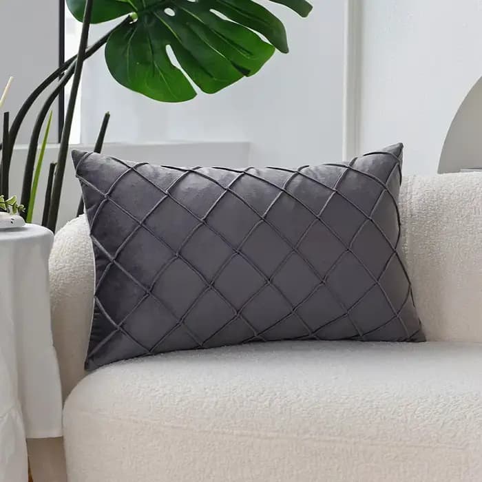 Juste de coussin en velours doux gris