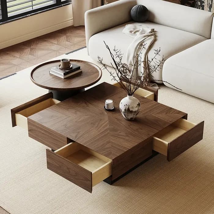 Table basse moderne à la mode avec tiroirs Table basse nordique Glamour Wabi Sabi salon De luxe Mesa