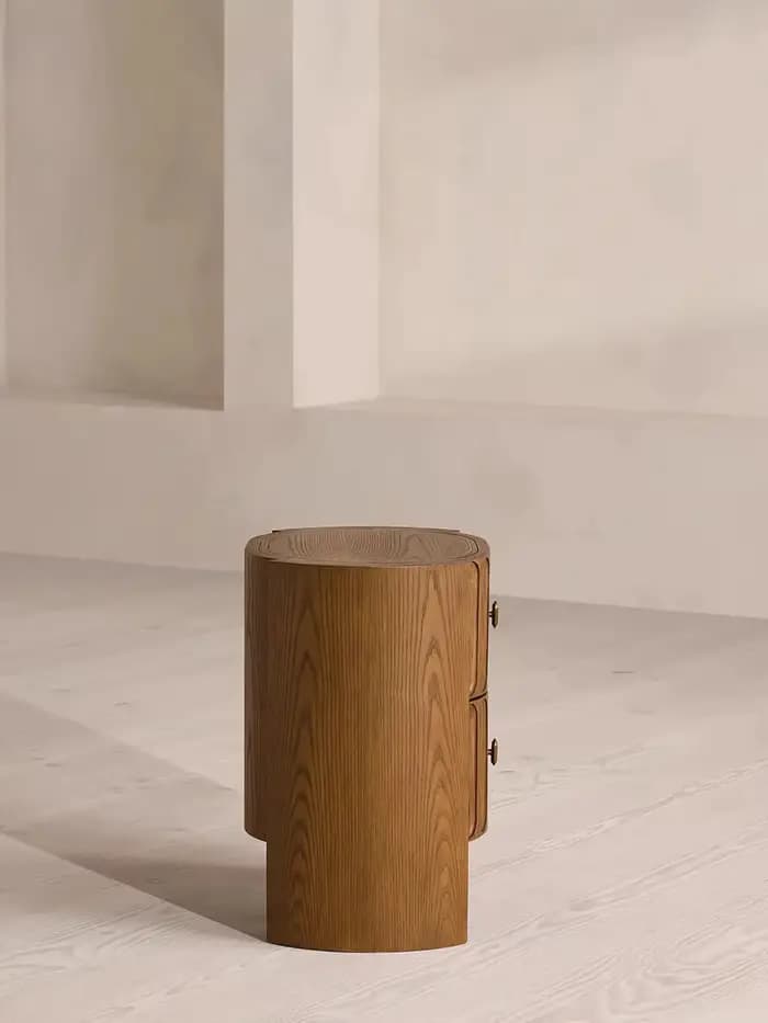 Table de chevet rétro en bois massif, design créatif avancé, double tiroir, style français, armoire