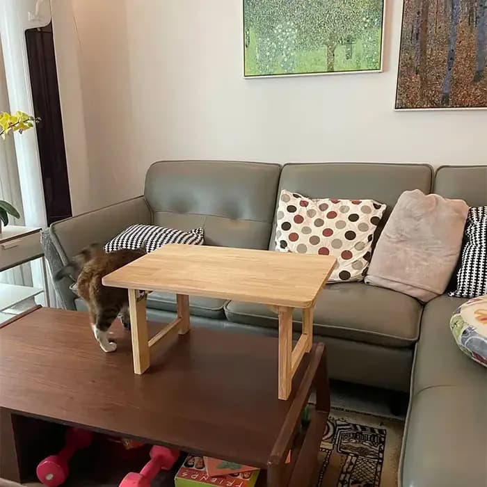 Table pliante en bois, baie vitrée japonaise, balcon, table basse, tatami, maison, chambre à coucher, lit, ordinateur, bureau d'étude, support divers pour Tatami