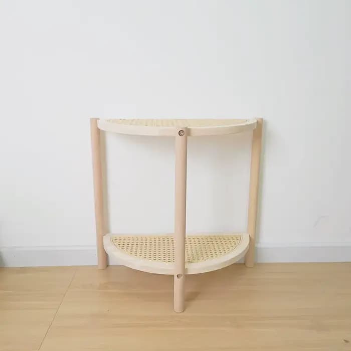 Armoire de chevet en bois de rotin, petite Table à thé semi-ronde, Style INS, baie vitrée, Table d'a
