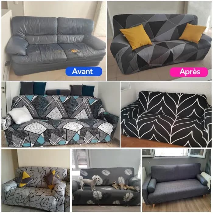 Housse de protection extensible pour canapé et fauteuil 1/2/3/4 places