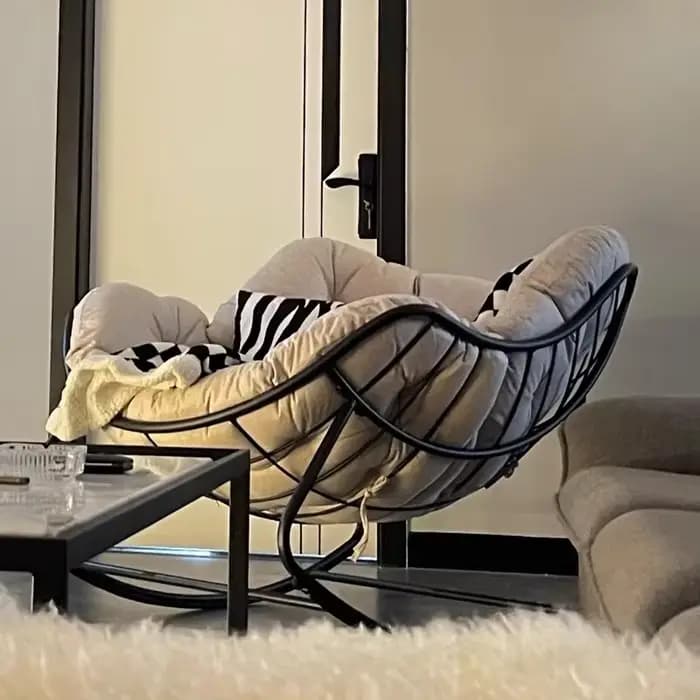 Chaise à bascule tissée en rotin PE pour adultes et enfants