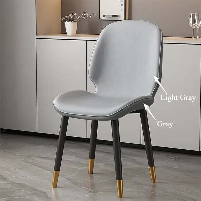Chaise de salle à manger moderne, design ergonomique blanc et marron avec structure en métal, siège