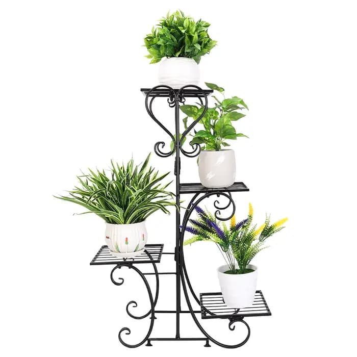Étagère en métal pour plantes, présentoir à fleurs, jardinière de jardin, support avec étagères à 4