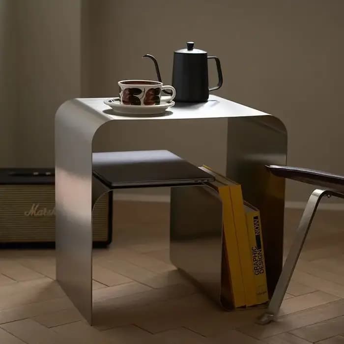 Table à thé nordique en acier inoxydable