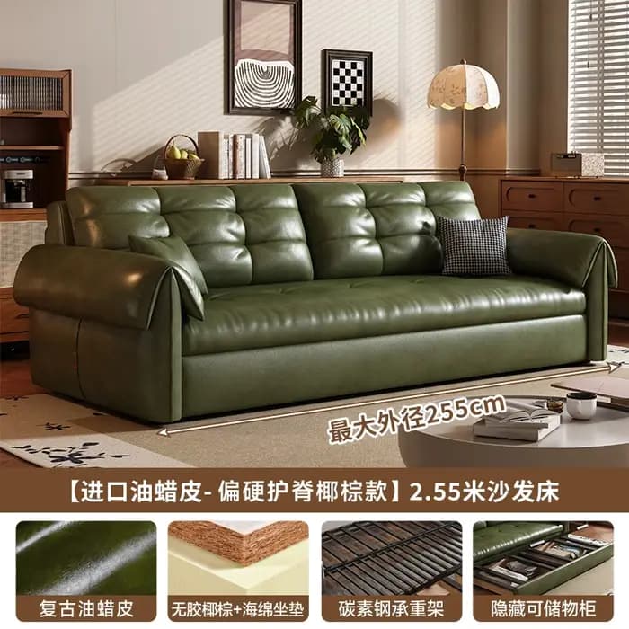 Canapés Vintage modernes vert Corium huile cire Simple Relax