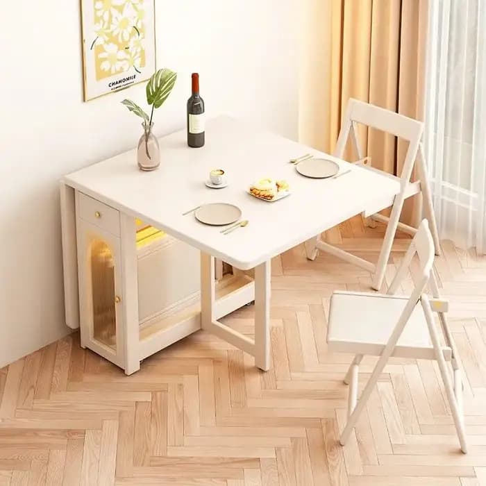 Table à manger japonaise extensible blanc moderne 4 chaises