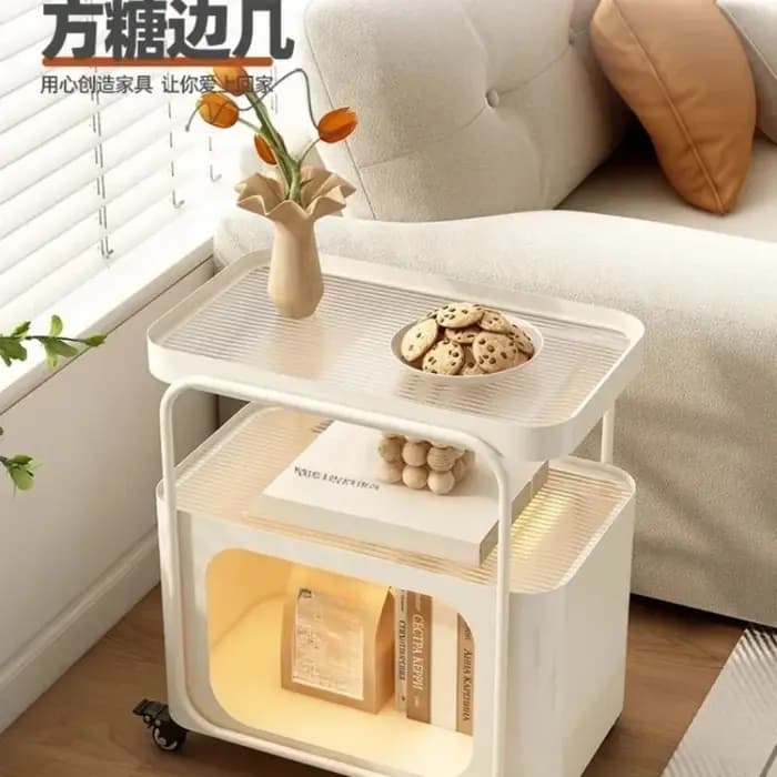 Chariot latéral de luxe léger haut de gamme avec table d'appoint de canapé mobile
