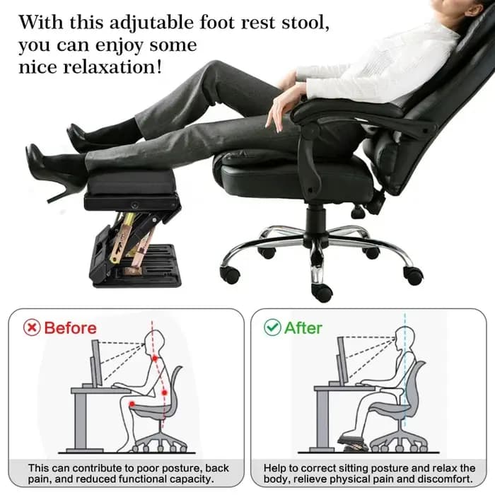 Repose-pieds réglable à 4 niveaux de hauteur, coussin amovible, conception ergonomique, universel, p