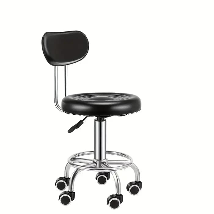 Tabouret de bar pivotant réglable avec dossier – Faux cuir contemporain et fer chromé