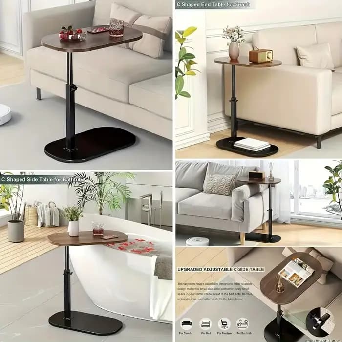Table réglable en hauteur - avec plateau en bois