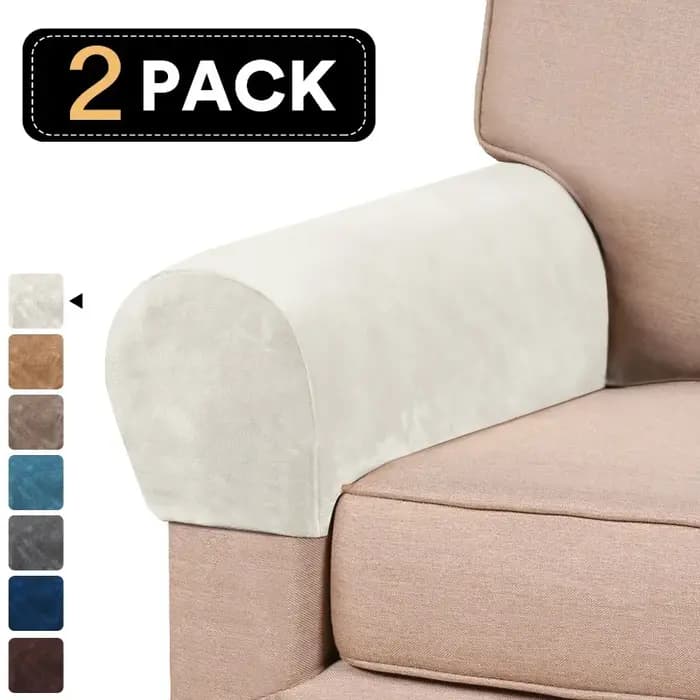 Housse d'accoudoir élastique extensible en velours de luxe