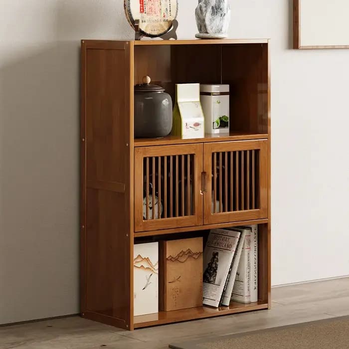 Armoire de rangement à 3 niveaux, bibliothèque de Style rétro, armoire en bambou pour cuisine, salon