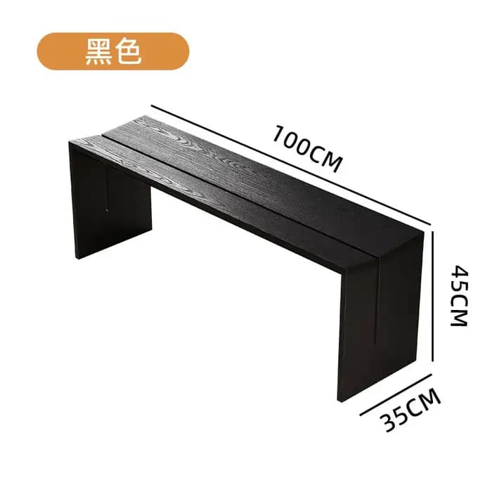 Banc long en bois massif Wabi Sabi noir