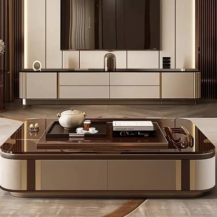 Table basse nordique rustique design dessus en verre