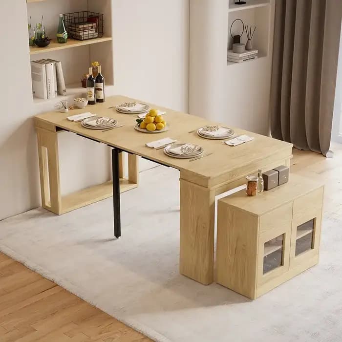 Buffet rectangulaire peu encombrant de table à manger extensible moderne avec le stockage