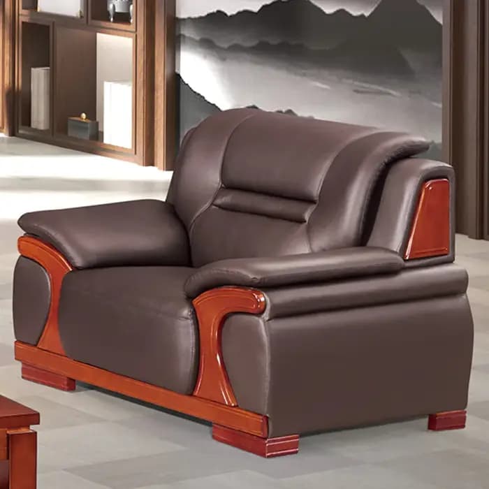 Ensemble de canapé de bureau luxueux de Style chinois avec cadre en bois massif, canapé en cuir conf