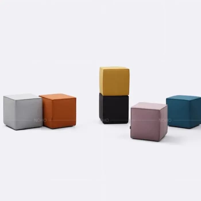 Tabouret Cube Ottoman en tissu scandinave