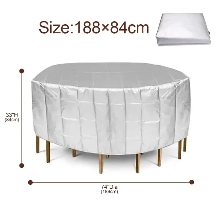 210D Patio Table ronde couvre meubles d'extérieur canapé Protection pluie neige anti-poussière couvr