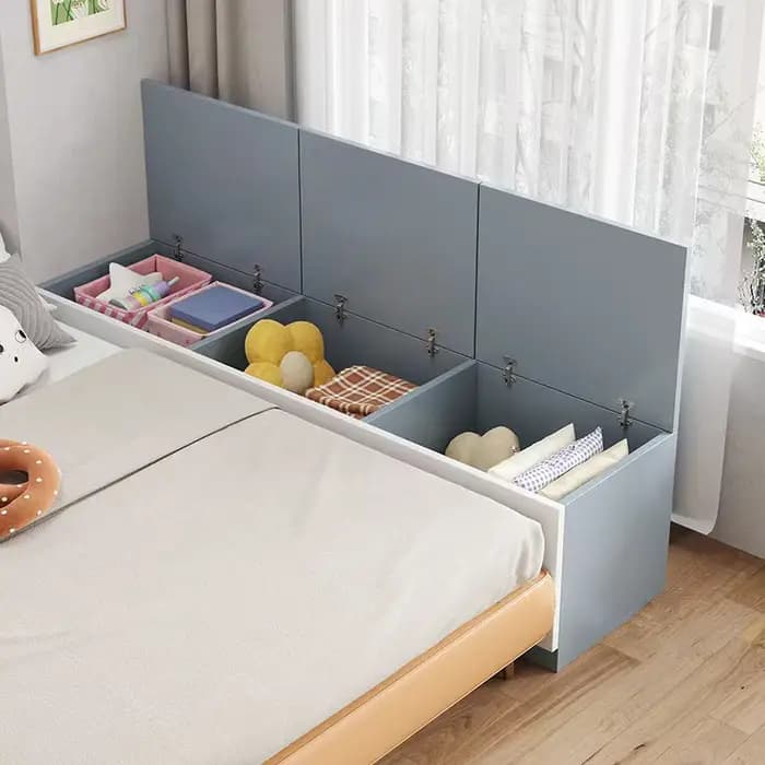 Meuble de chevet en bois massif sur mesure avec bande latérale étroite et rangement Tatami – Mobilie