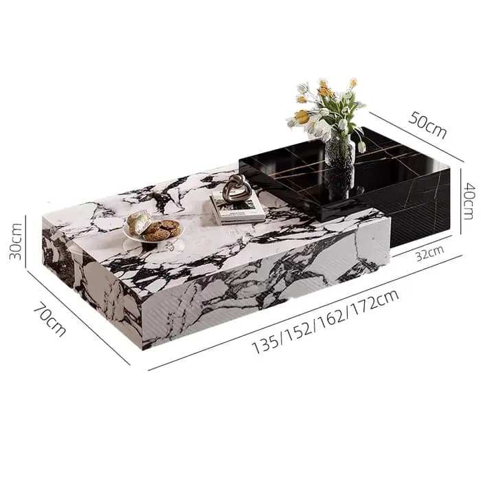 Design nordique Table basse ornements plancher Magazine Unique Table basse marbre rectangulaire Mobi