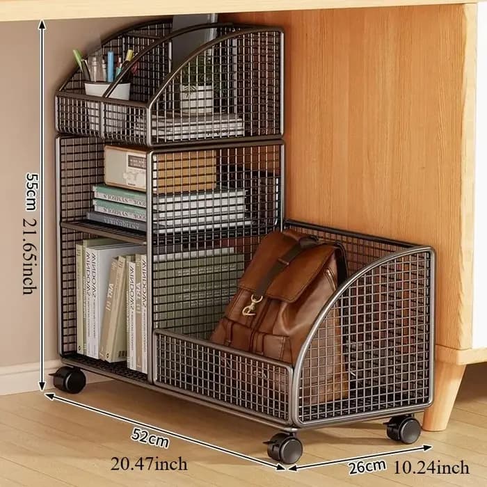 Bibliothèque de rangement multicouche, support de rangement de documents et de livres de bureau Mobi