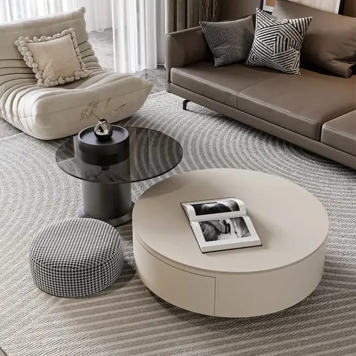 Tiroirs Salon Table basse Design organisateur Tables minimalistes italiennes rondes Premium Mesa auxiliaire