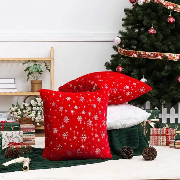 Juste de coussin en peluche de Noël pour canapé