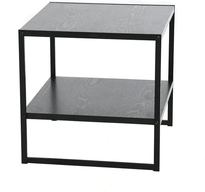 Essentials Jamestown Table d'appoint carrée avec étagère de rangement grain de bois de chêne noir et