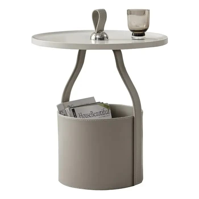 Table d'appoint minimaliste italienne en cuir, style seau de rangement, pour salon, centre commercia