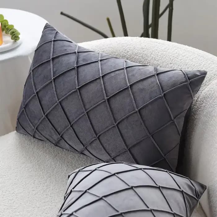Juste de coussin en velours doux gris