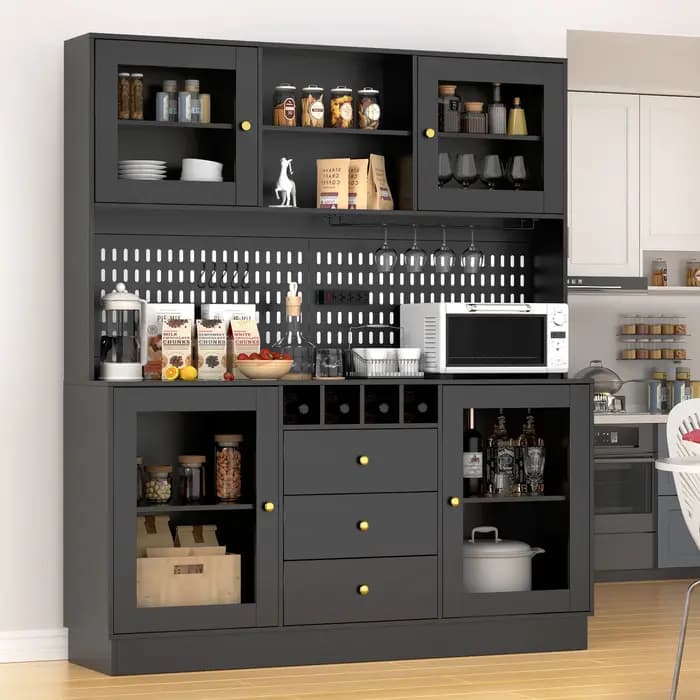 Armoire de rangement autoportante avec panneau perforé, armoire de garde-manger, armoire de rangemen