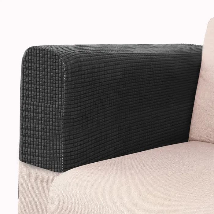 2 pièces/ensemble secouer polaire couleur unie élastique anti-poussière canapé accoudoir gant décoration