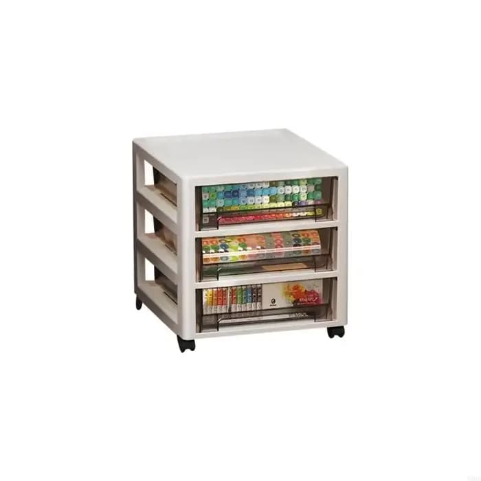 Unité rangement en plastique avec compartiments roues visibles