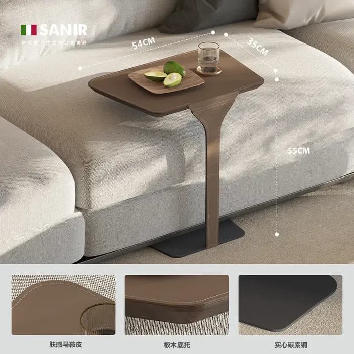 Table d'appoint en cuir en forme de C, petite table basse, table de chevet, meuble de salon, d'entré