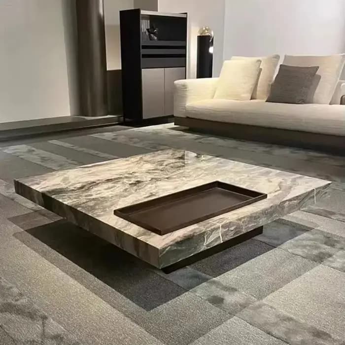 Table basse moderne de luxe en pierre frittée