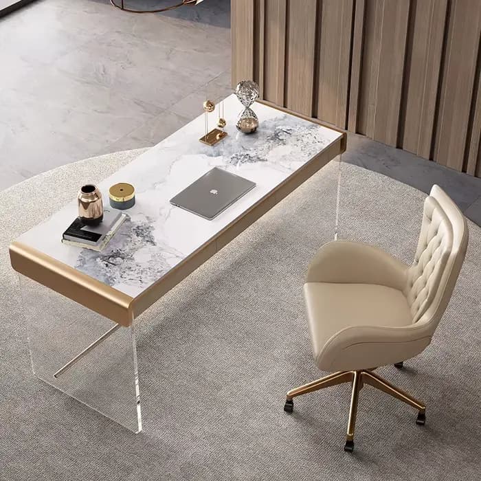 Bureau en pierre acrylique moderne et simple